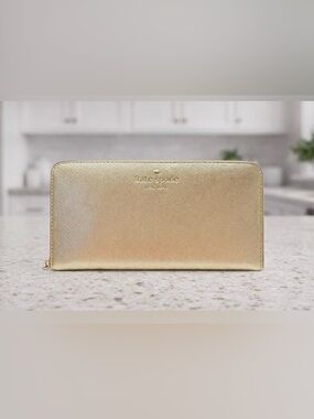 Kate Spade New York Metallic Gold Zip Around Continental Wallet